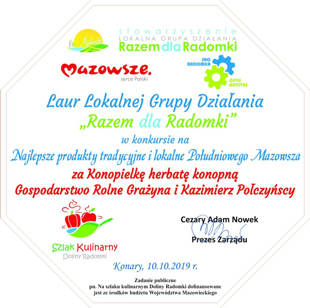 Laureaci konkursu na najlepsze produkty tradycyjne i lokalne południowego Mazowsza "Na szlaku kulinarnym Doliny Radomki" - Grażyna i Kazimierz Połczyńscy